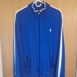 Blue & White Polo Track Jacket Size Large Full Zip (Stain On Left Cuff)